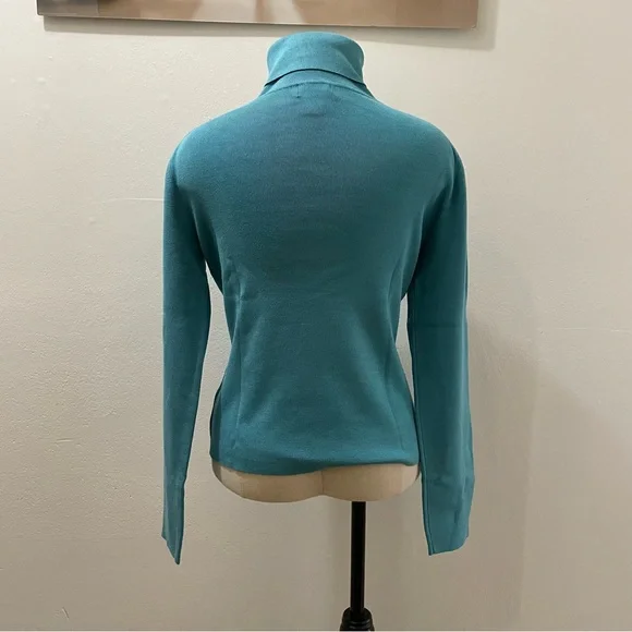 VINTAGE Sigrid Olsen Teal Silk Blend Turtleneck- Luxe Classic Size Small ๐ - Picture 5 of 12